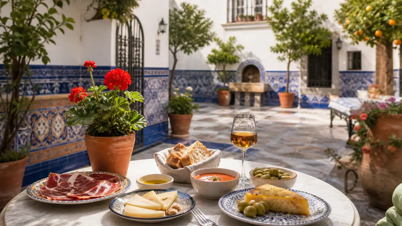 Andalousie en basse saison, patios lumineux, tables de tapas et ambiance chaleureuse