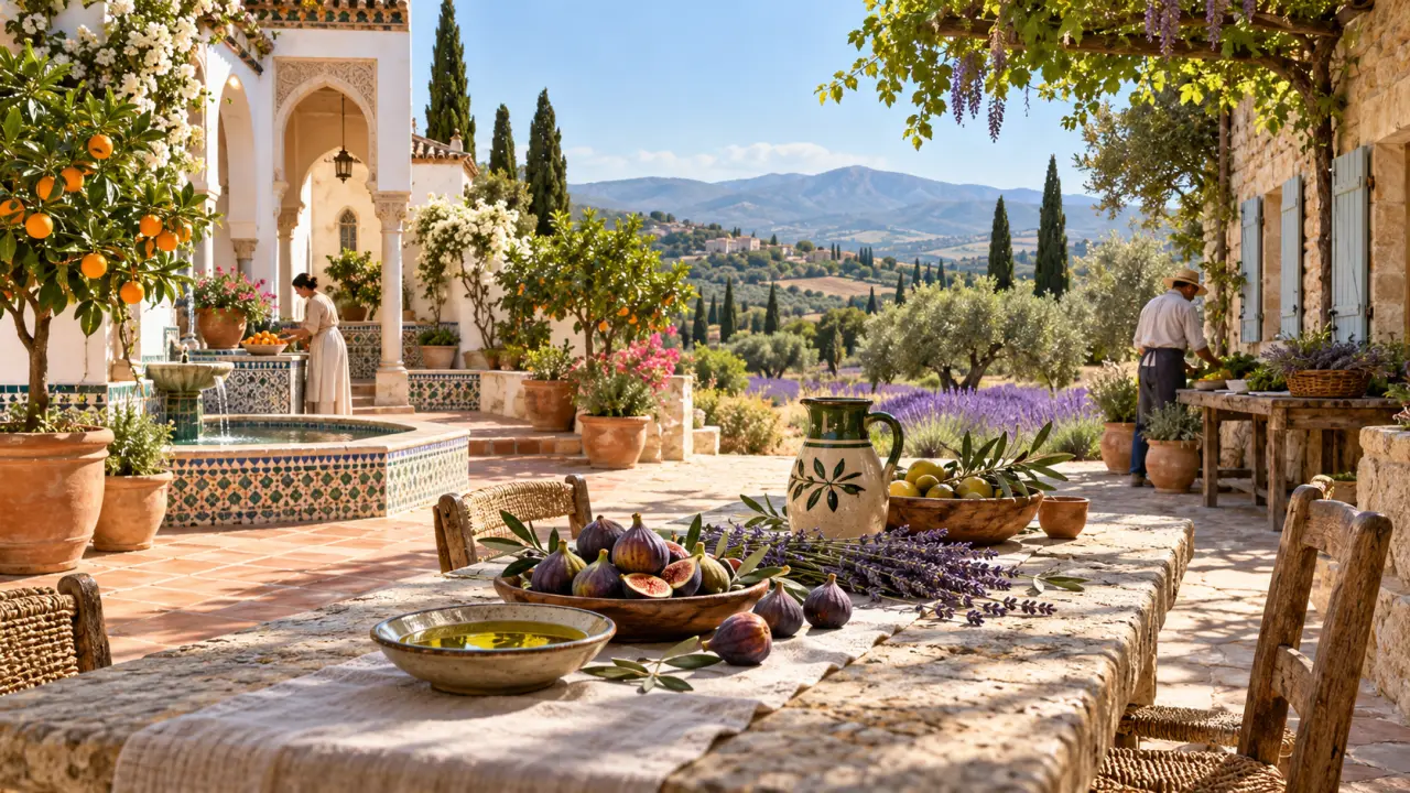 Paysage méditerranéen évoquant les villages d’Andalousie et de Provence