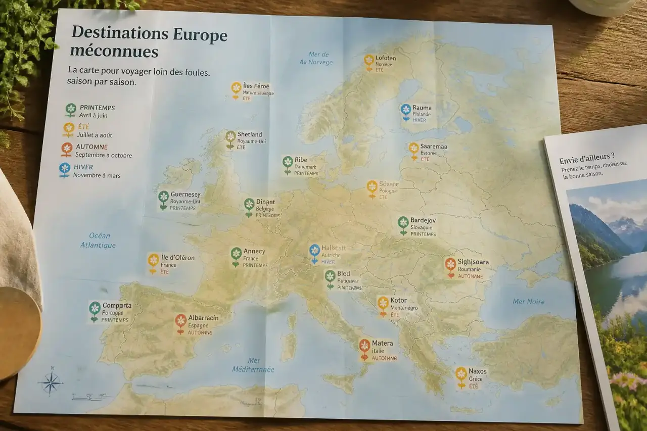 Destinations Europe méconnues : la carte pour voyager loin des foules, saison par saison