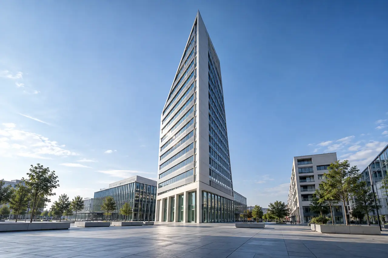 Tour de l’Europe de Mulhouse vue depuis la place de l’Europe