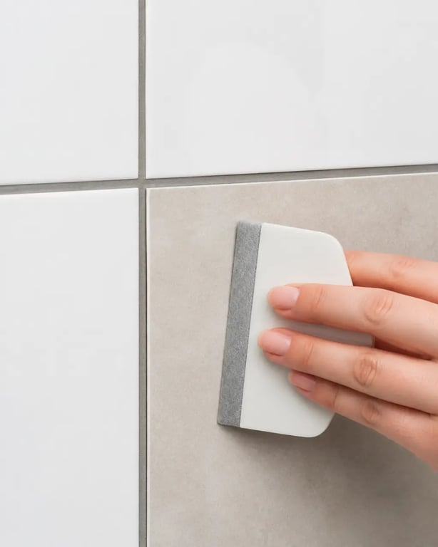 Pose de stickers pour carrelage mural sur un carrelage propre et lisse