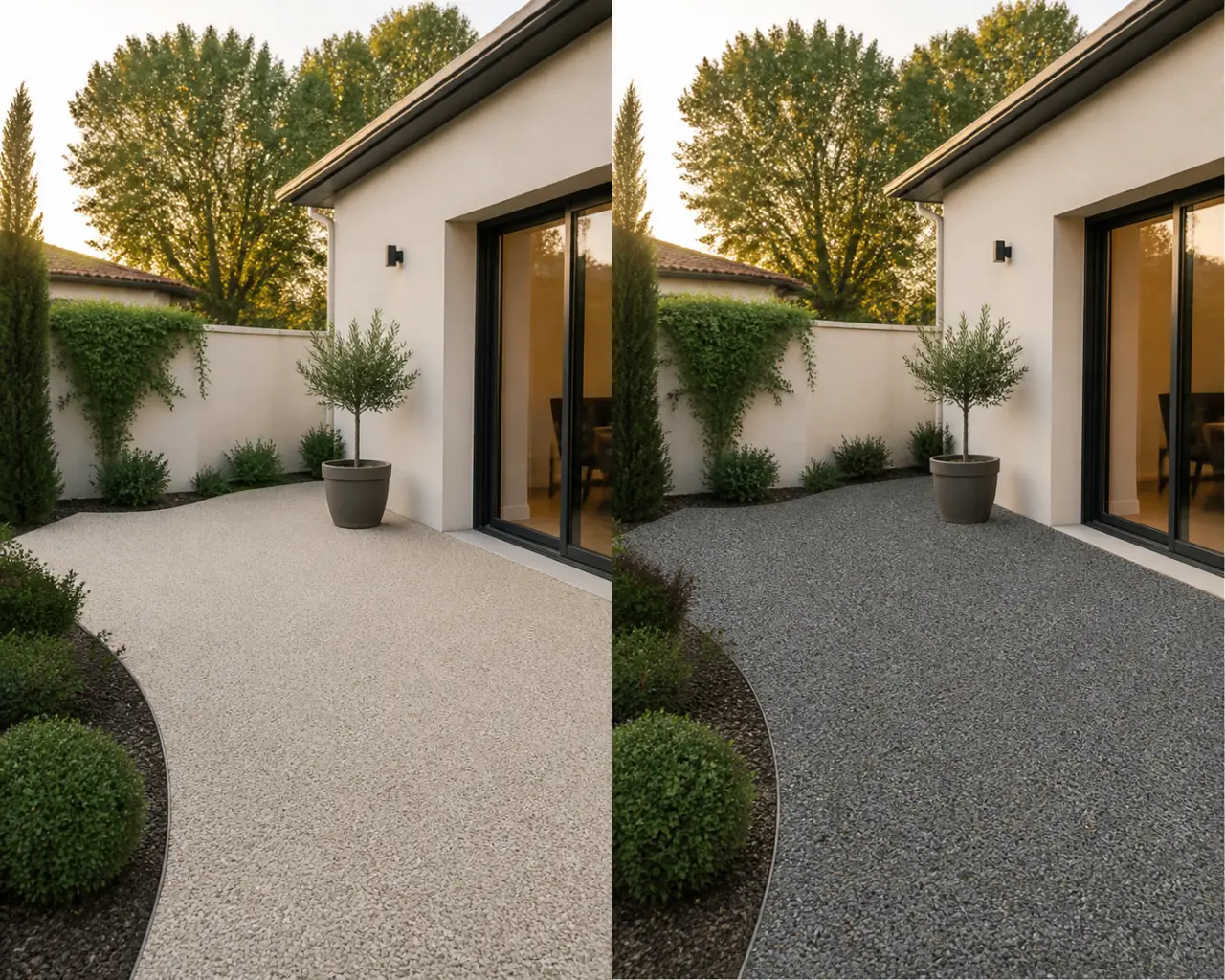 Teinte claire ou foncée : quelle moquette de pierre couleur évite d’écraser terrasse et façade ?