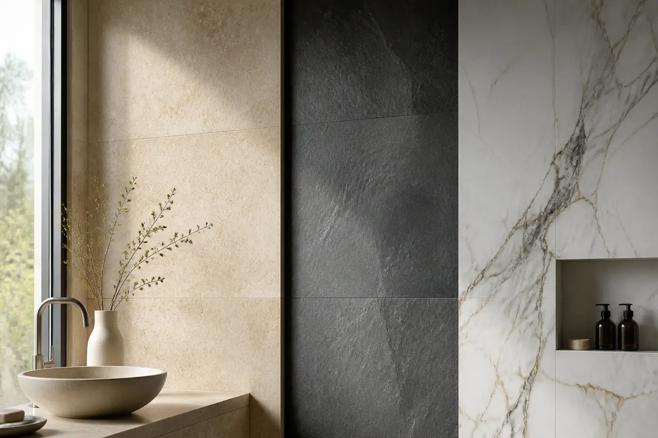 Travertin, ardoise ou marbre : comment choisir un carrelage mural effet pierre sans se tromper